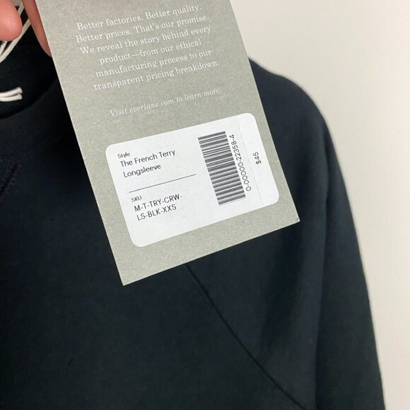 Everlane The Classic French Terry Crew Neck Sweatshirt Black Unisex XXS - Picture 6 of 8